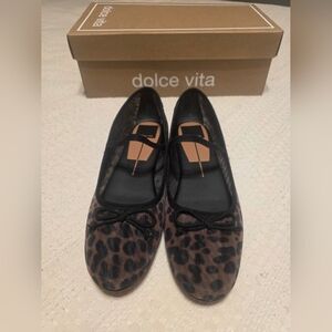 Dolce Vita Leopard Print Ballet Flats in Brown and Black